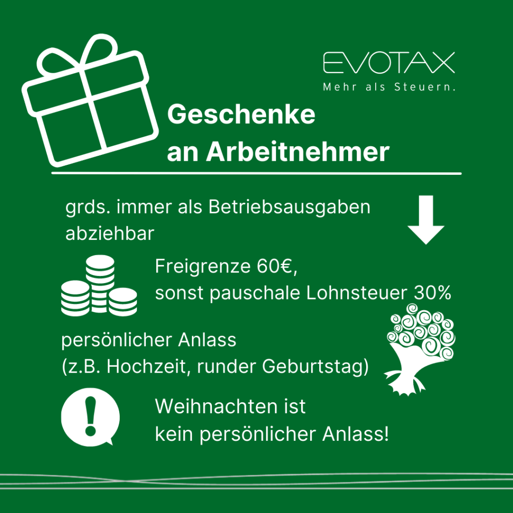 Geschenke an Arbeitnehmer