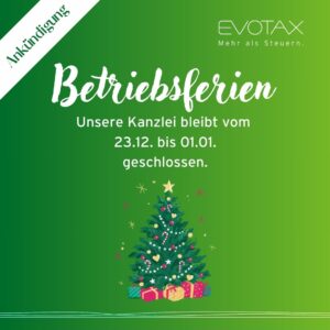 Insta Betriebsferien Anfang Dezember